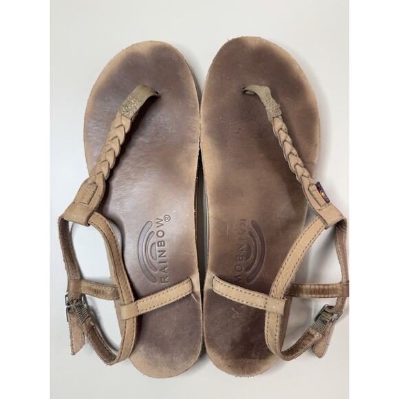 Rainbow Womens T-Street Braided Leather Sandals L 7.5 - 8.5 Brown Beachy Boho - Picture 5 of 12